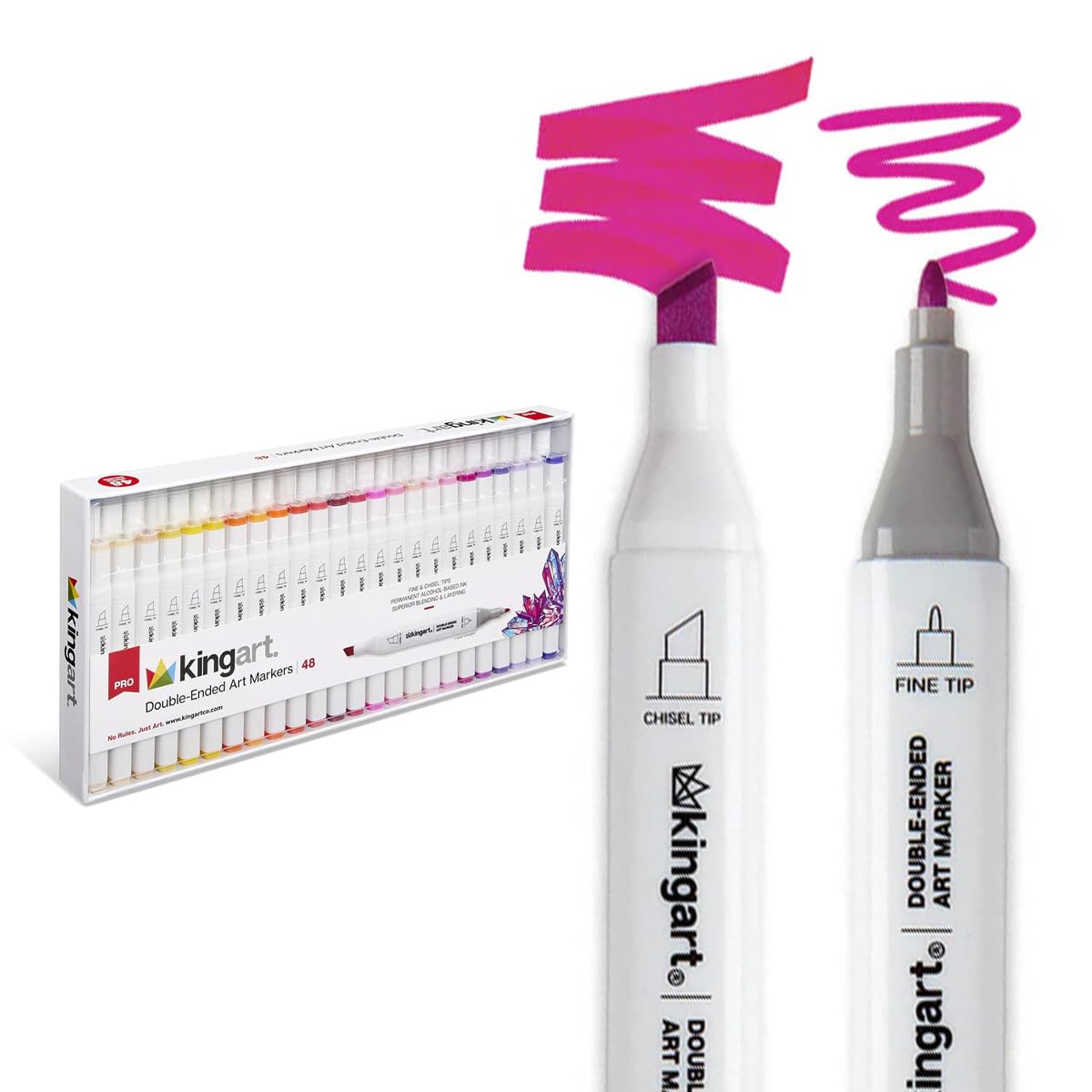 Amazon.com: KINGART Double-Ended Art Markers 48 pc Gift Box